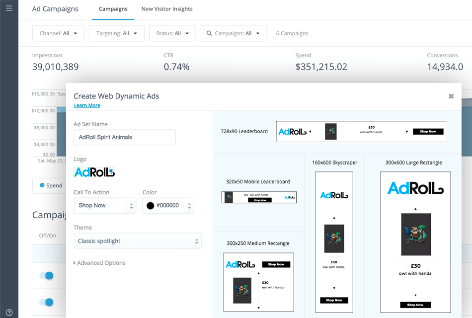 adroll programmatic advertising platform interface