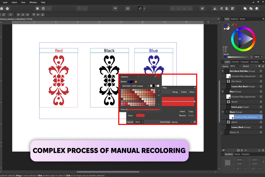affinity manual recoloring