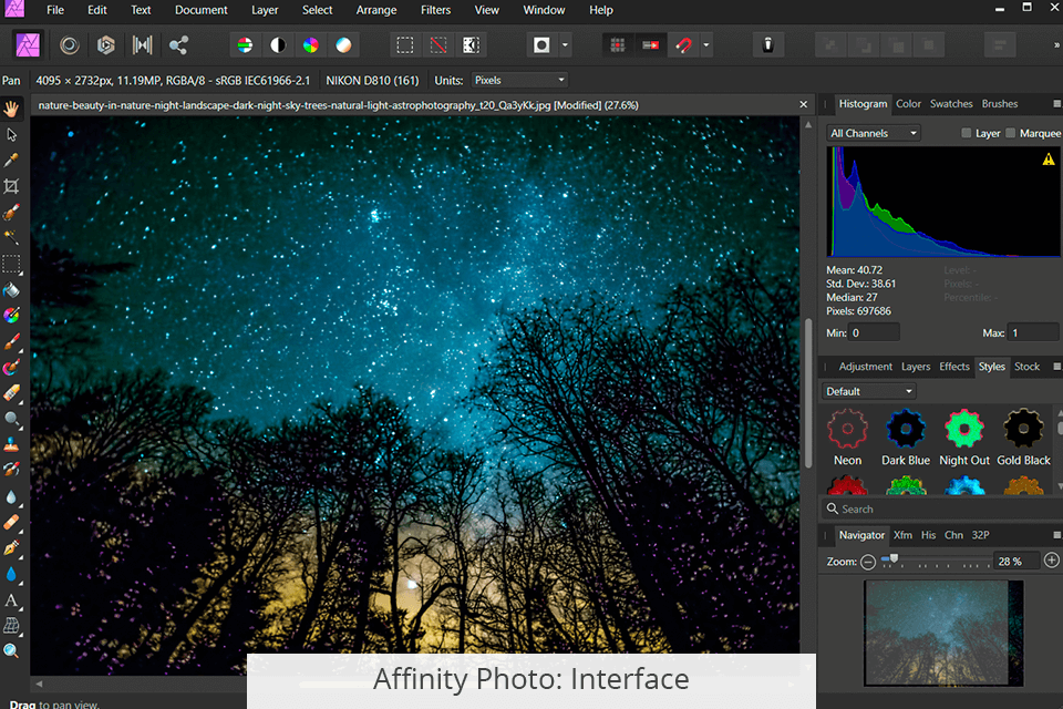 affinity photo interface