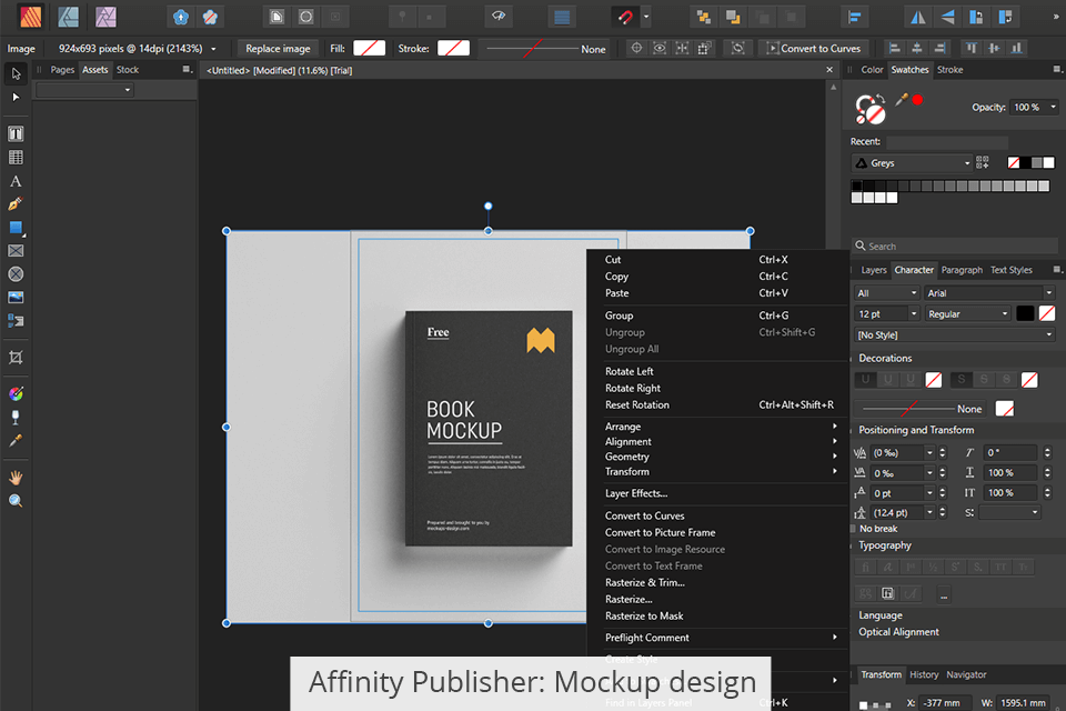 affinity publisher design features