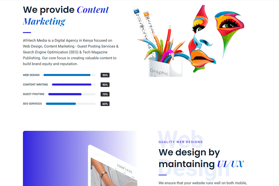 afritech media web design company interface