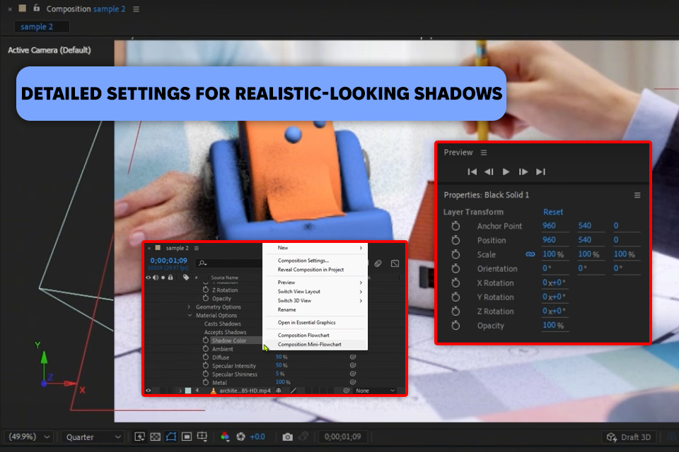 after effects shadow catcher interface