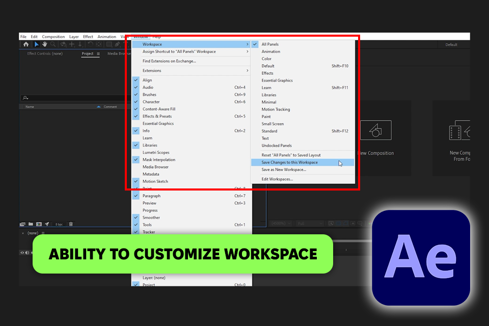 after effects user interface
