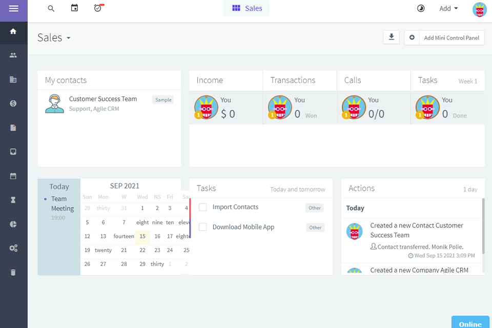 agilecrm real estate crm software interface