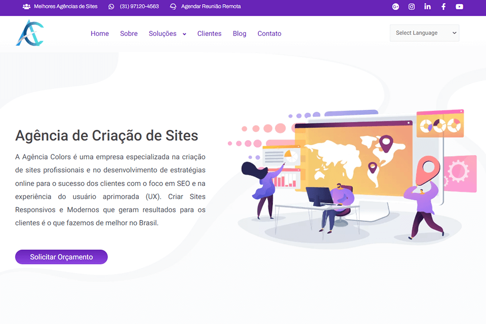 agência de cores wordpress interface do desenvolvedor