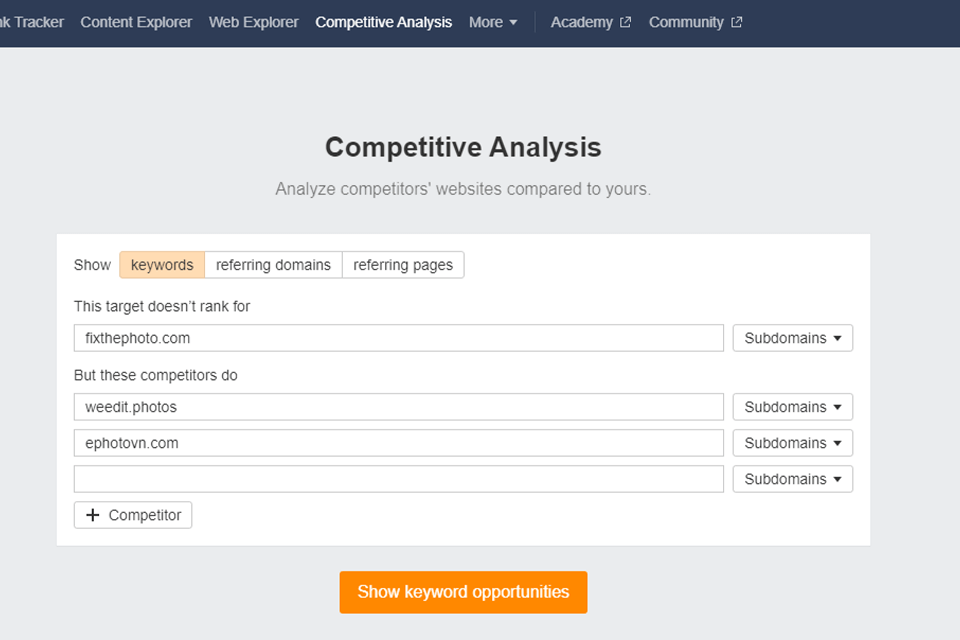 ahrefs competitor analysis