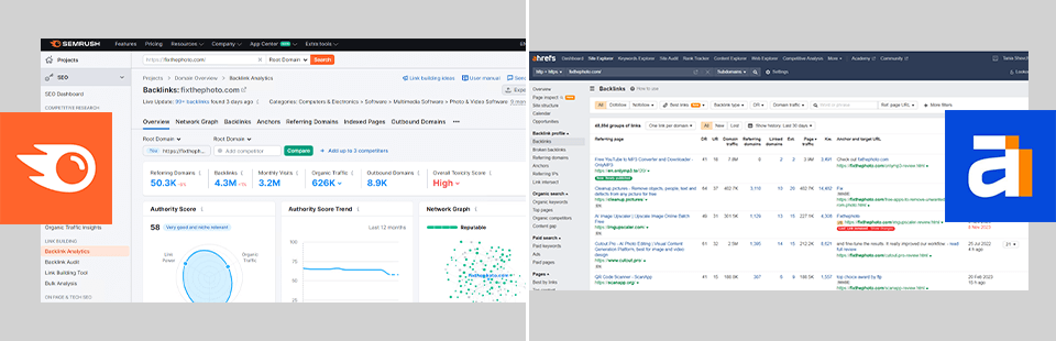 ahrefs vs semrush backlink analysis