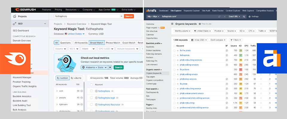 ahrefs vs semrush keyword research