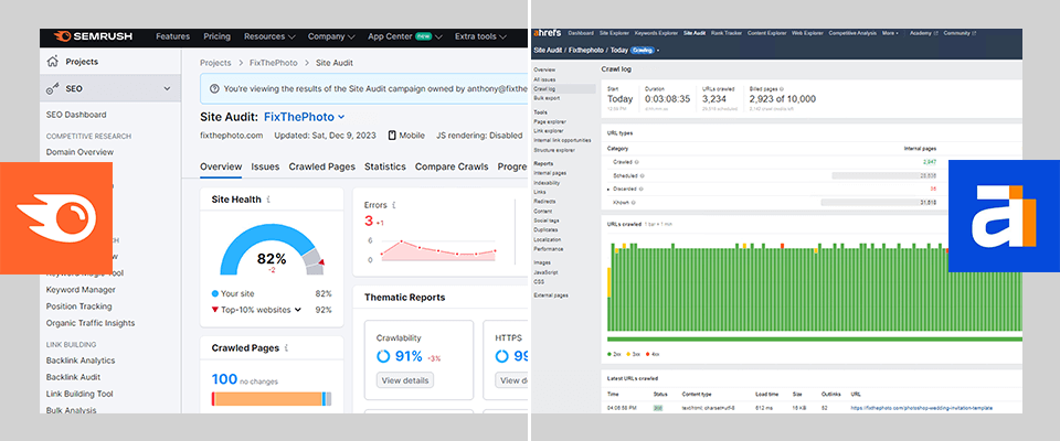 ahrefs vs semrush site audit