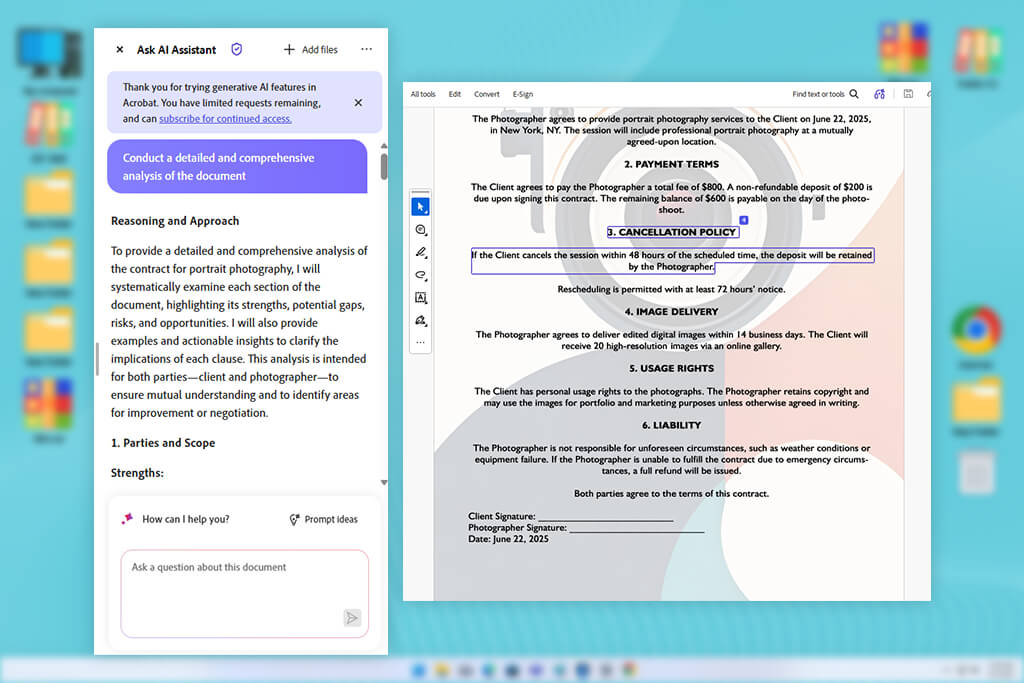 ai document analysis tool interface