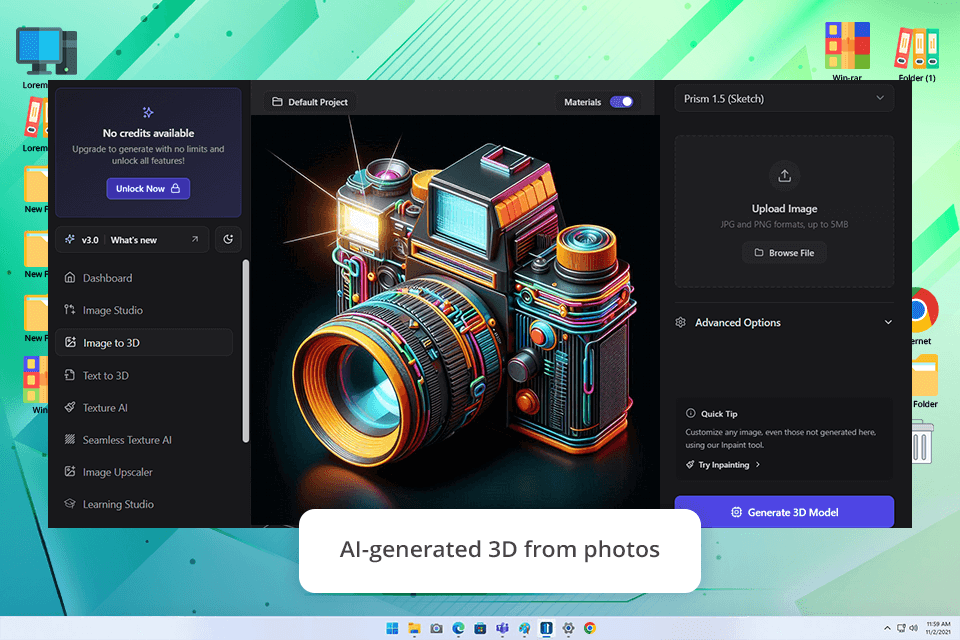 ai studio 2d to 3d image converter