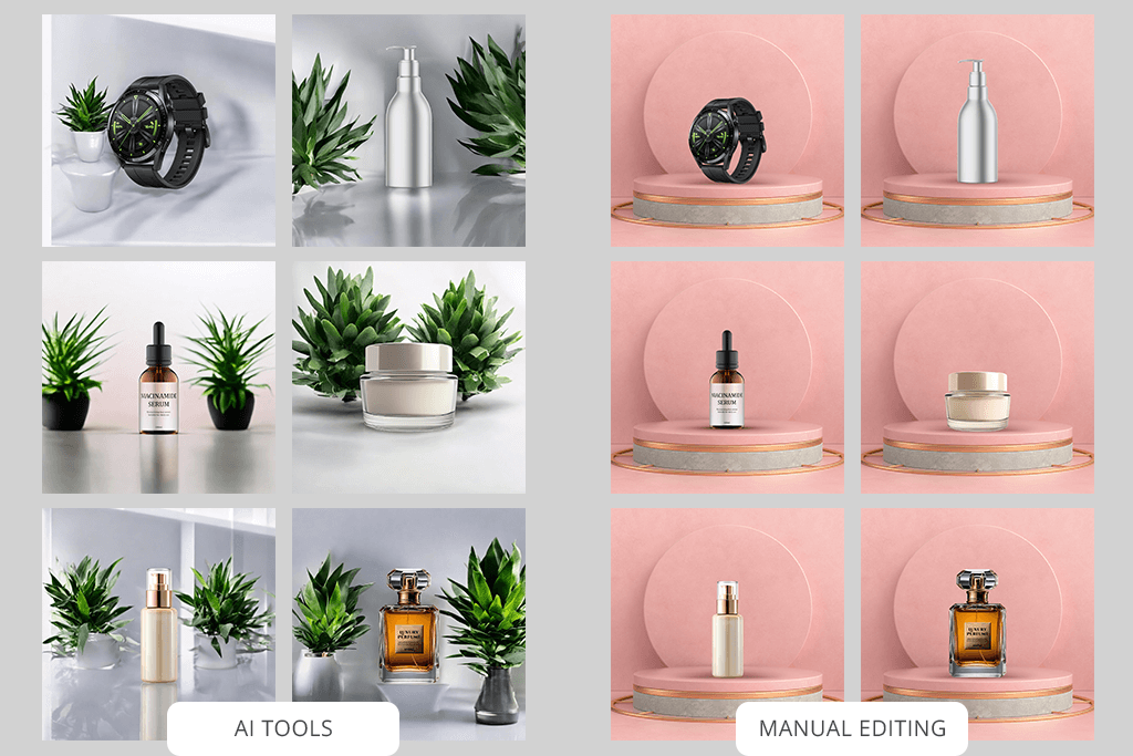 ai vs professional retouchers product on background