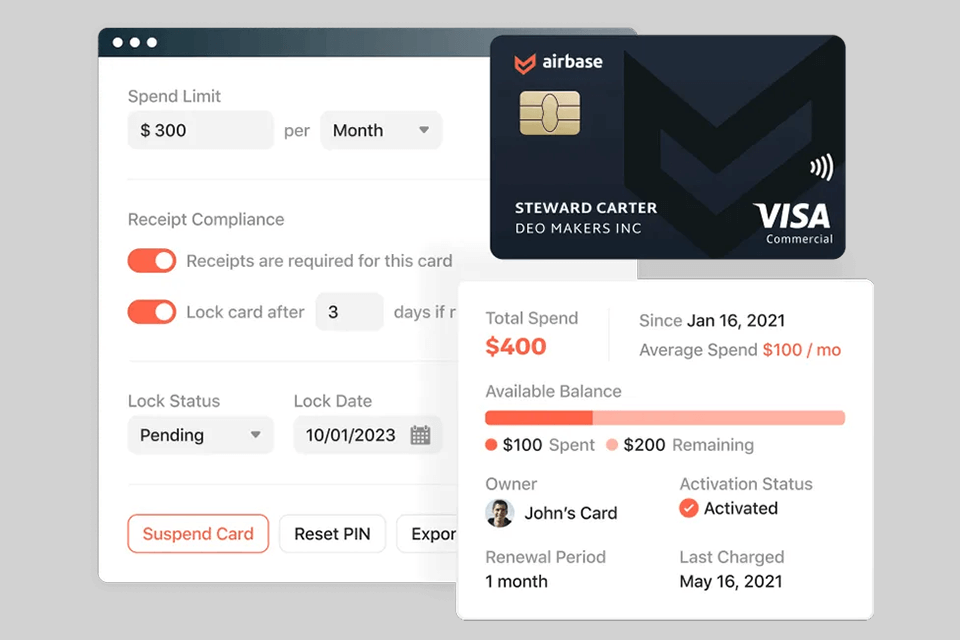 airbase spend management software interface