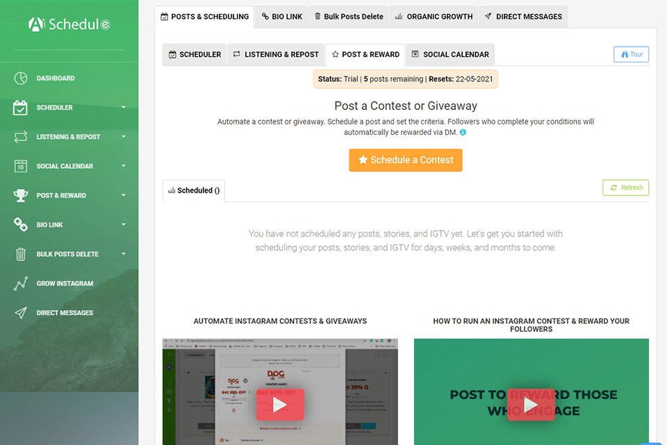 aischedul social monitoring