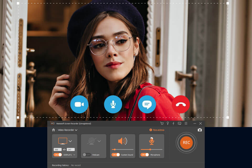 aiseesoft screen skype call recorder interface