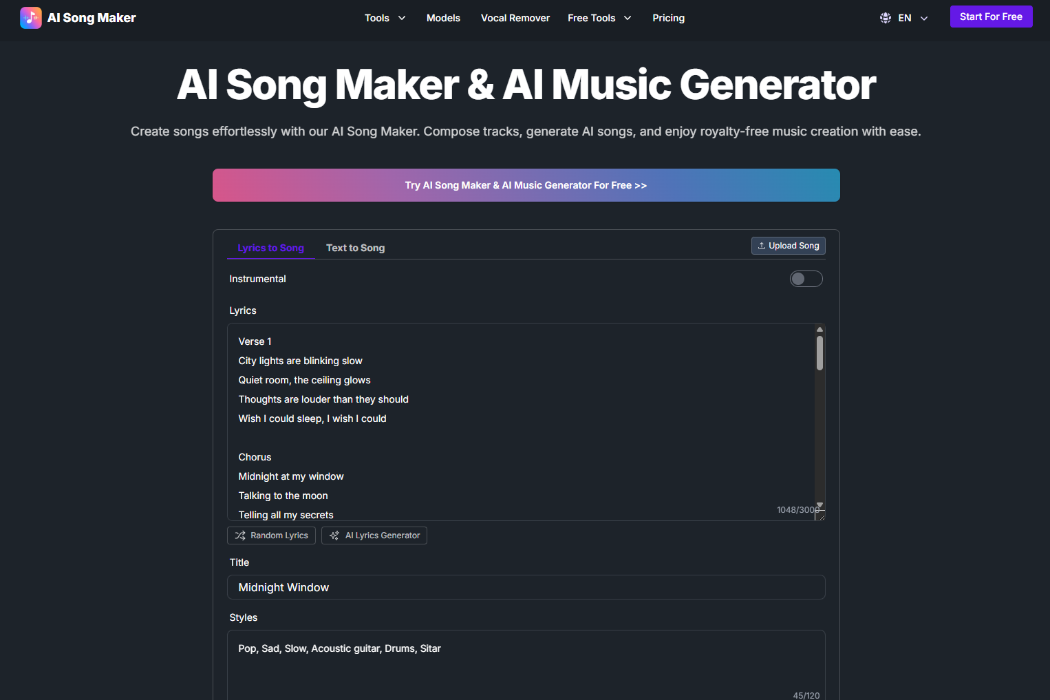 aisongmaker io ai music generator