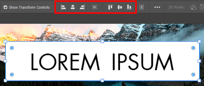 align text to highlight text in photoshop