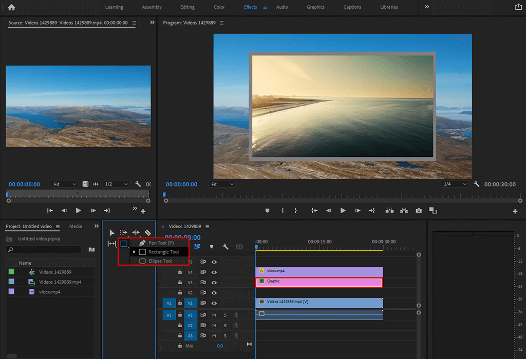 align your video to create a picture-in-picture effect in adobe premiere pro