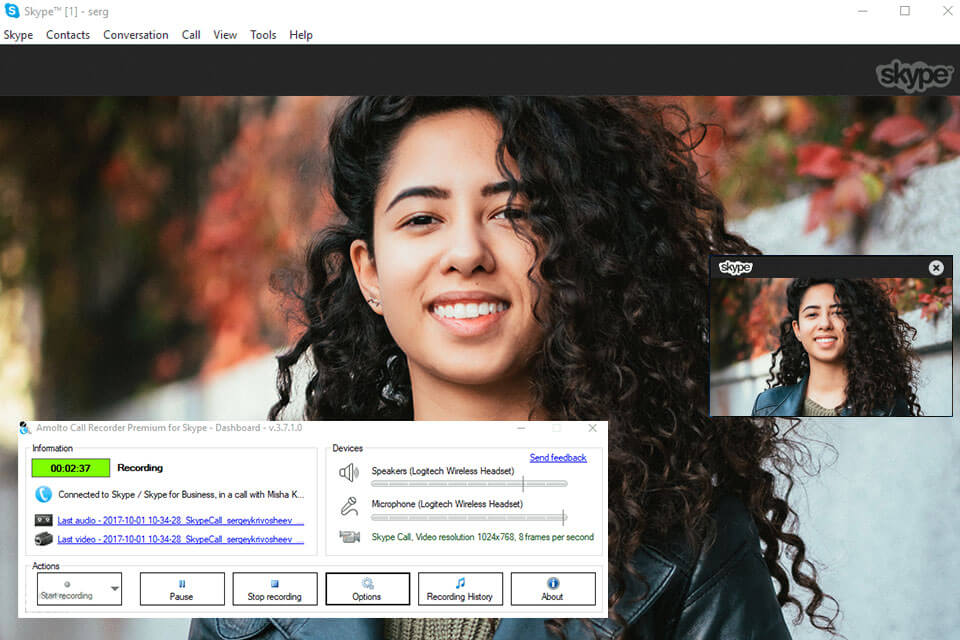 amolto skype call recorder interface