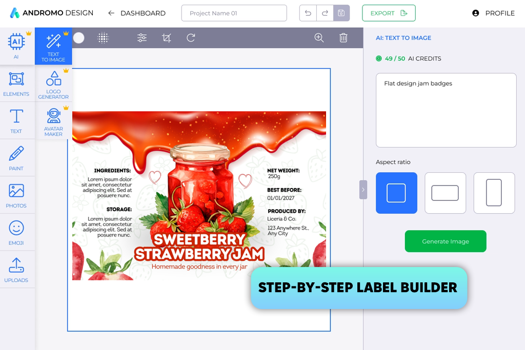 andromo ai label generator