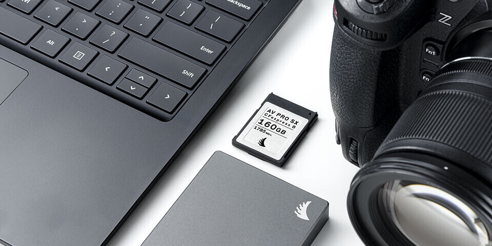 angelbird av pro 160gb cfexpress card lifestyle