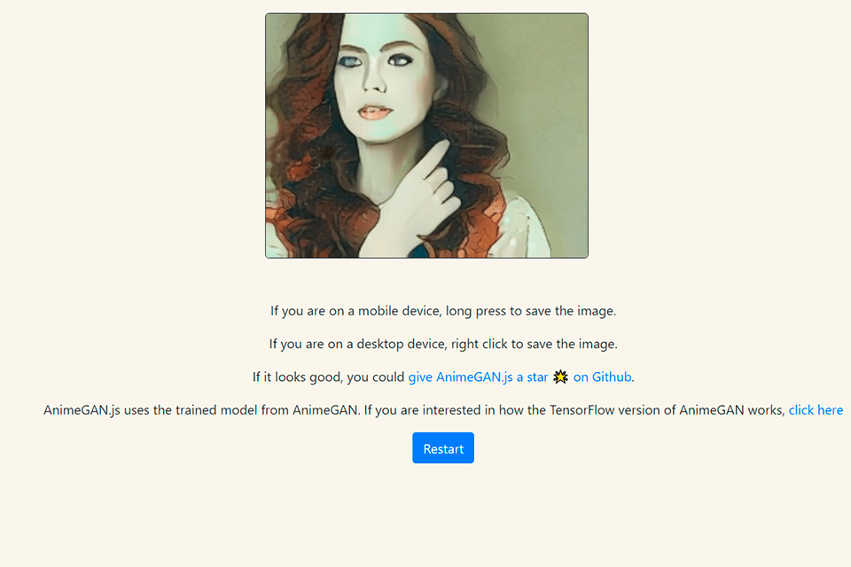 animegan ai anime generator interface