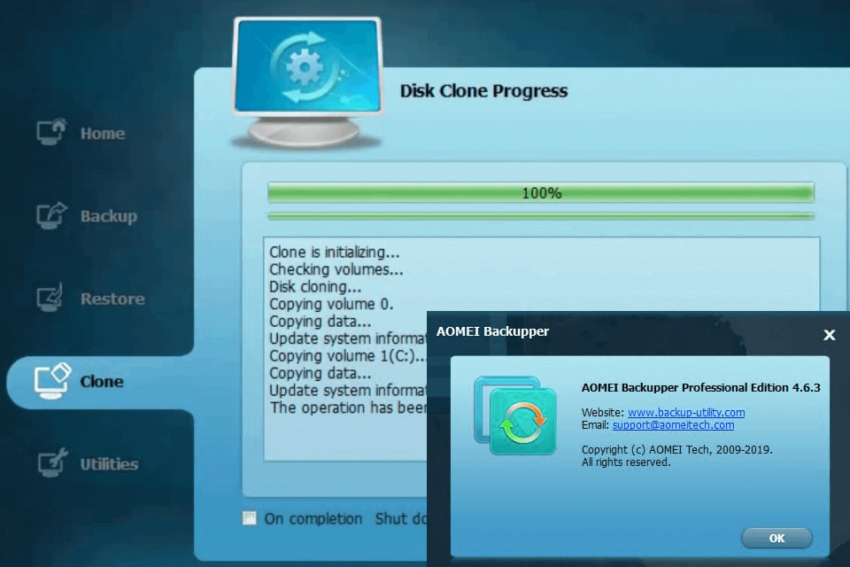 aomei backupper interface
