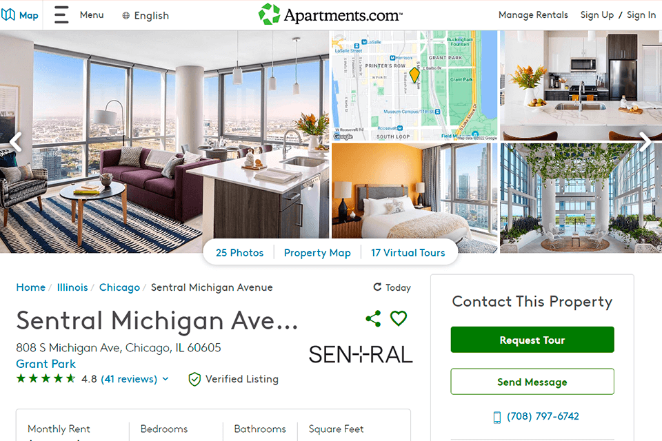 apartments real estate website interface