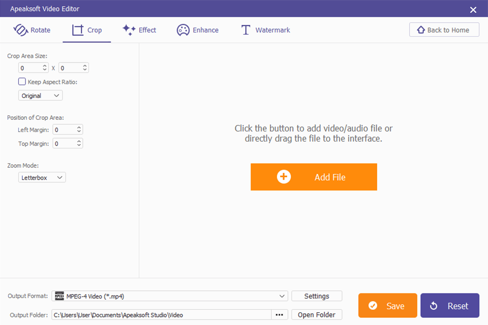 apeaksoft video editor interface