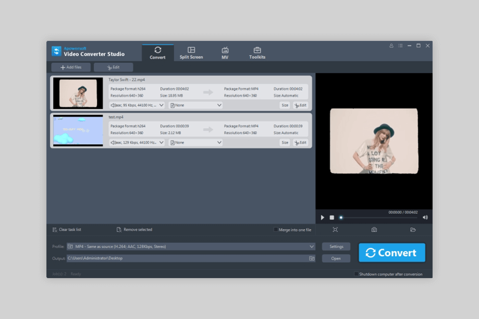 apowersoft video converter studio interfaccia di taglio video