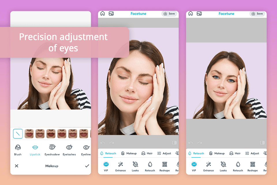 app to open eyes in photo facetune