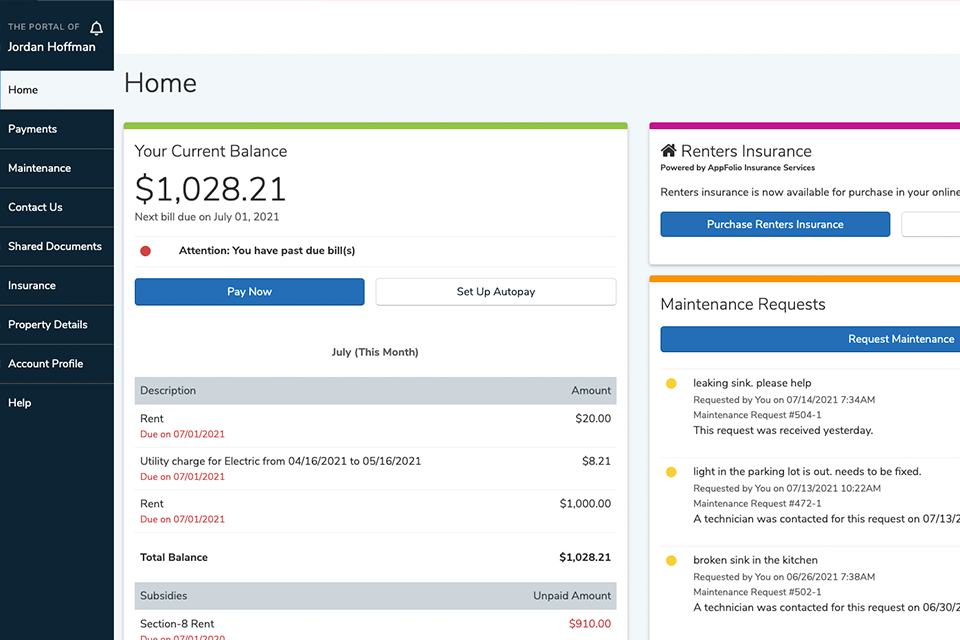 appfolio property management software interface