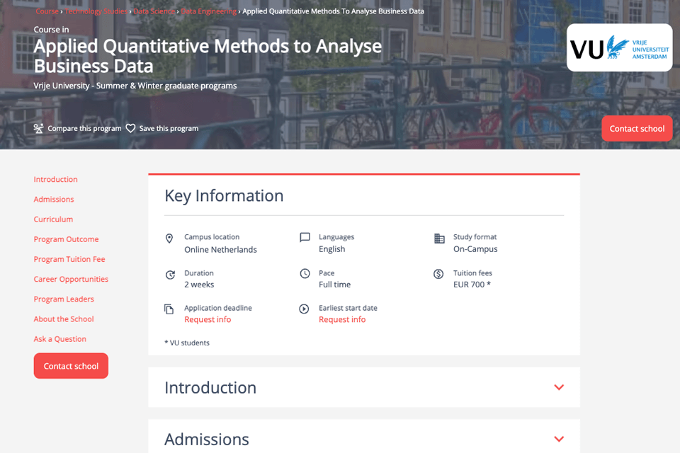 applied quantitative methods to analyse business data information technology course website