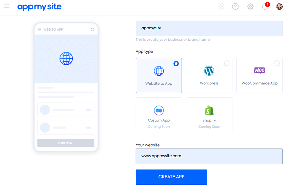 appmysite web to app converter