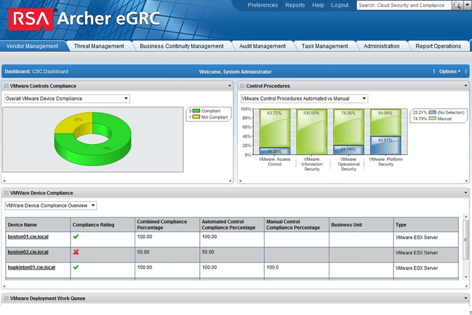 archer privacy management software interface