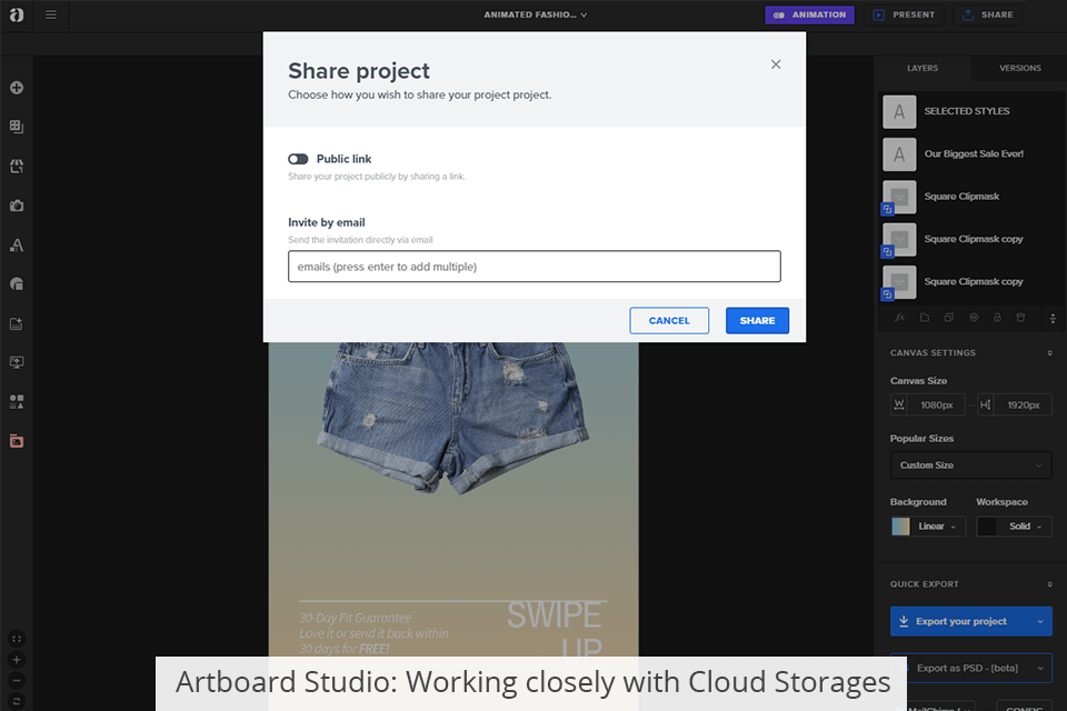 artboard studio working closely with cloud storages