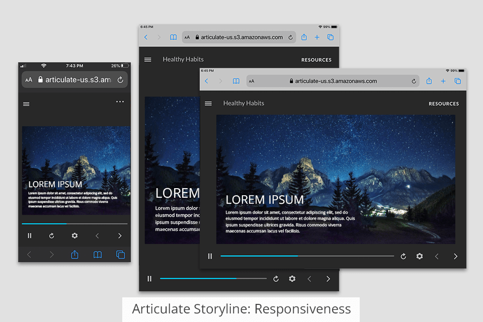 articulate storyline responsiveness