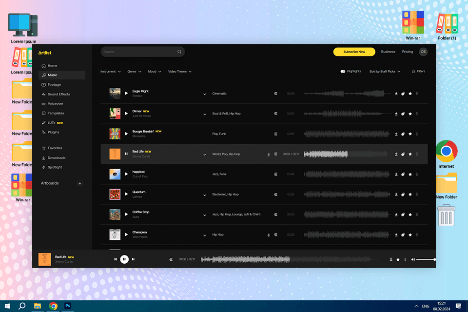 artlist io interface