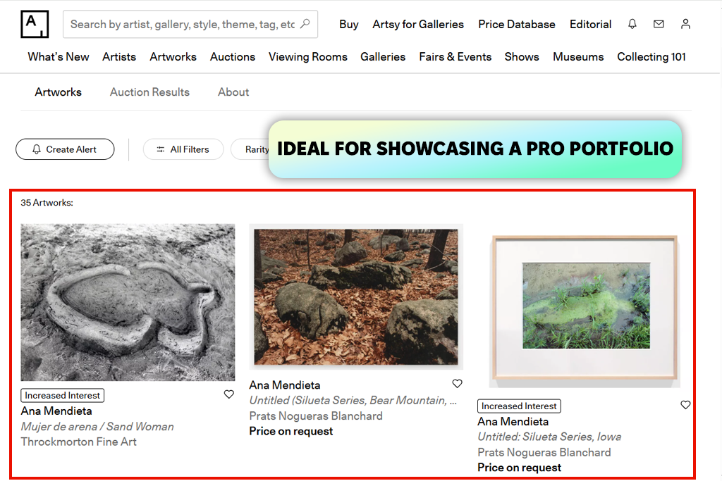 artsy website interface