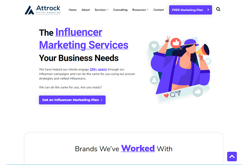 attrock digital marketing company influencer service