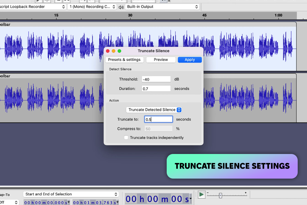 audacity ai audio silence remover