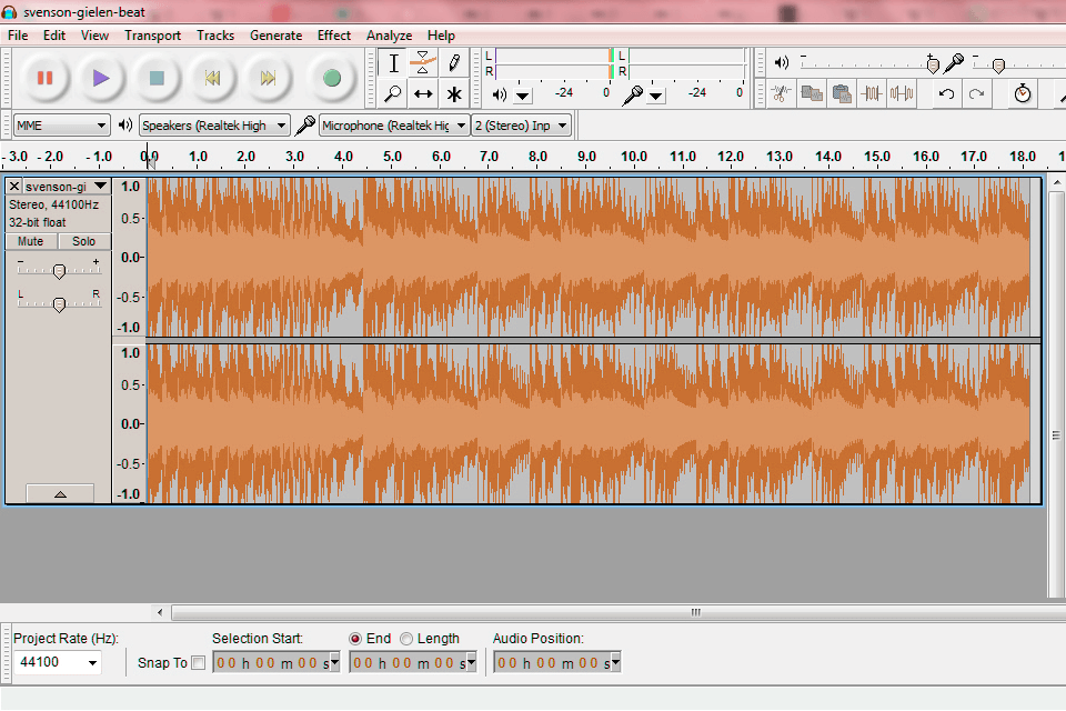Audacity واجهة البرنامج مفتوحة المصدر
