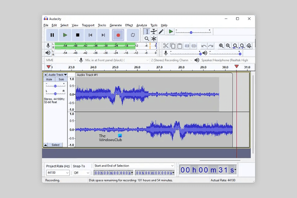 audicity microphone testing software