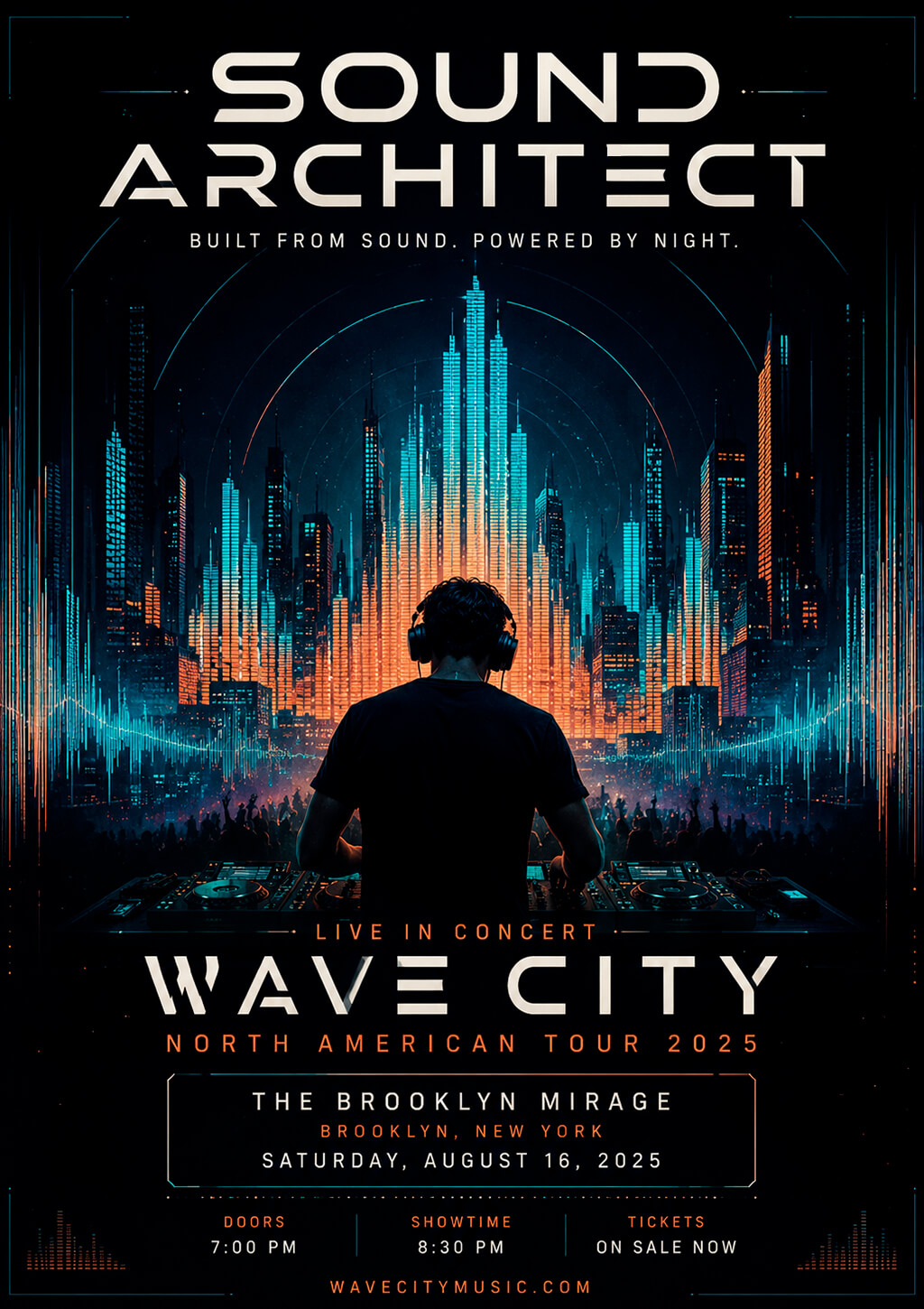 audio architecture dj concert flyer idea