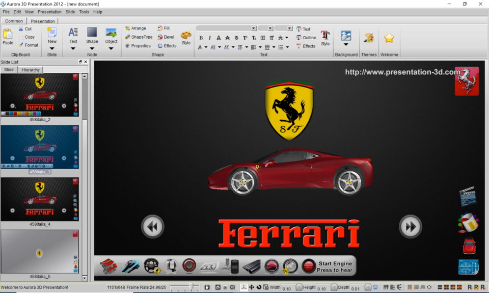aurora 3d presentation software interface