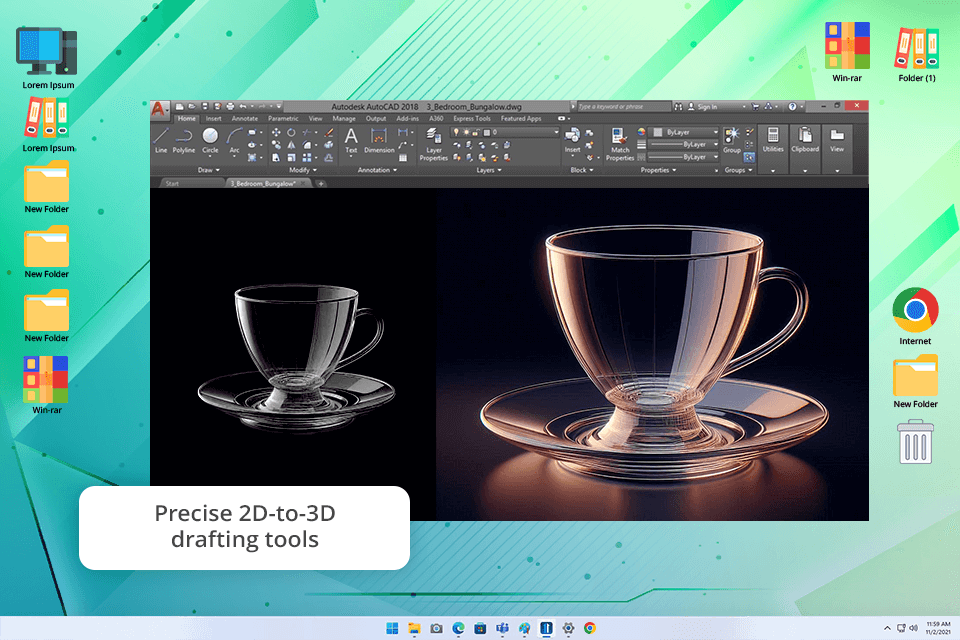 autocad 2d to 3d image converter