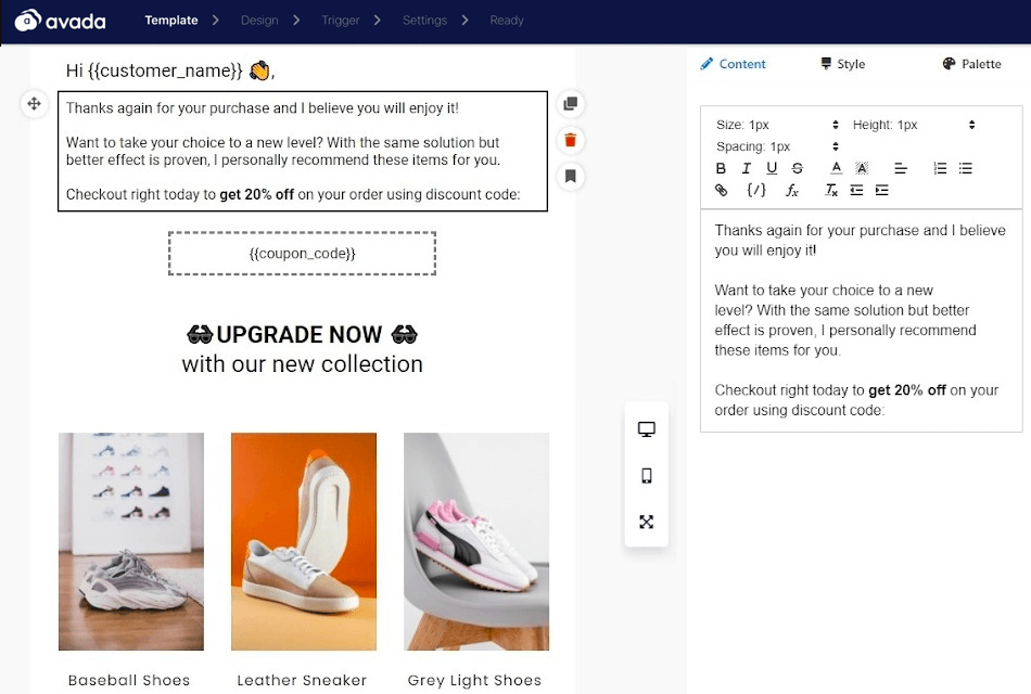 avada newsletter software interface