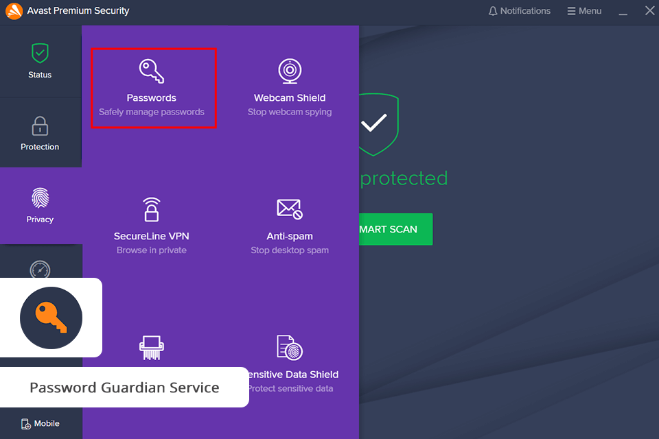 avast password advanced features