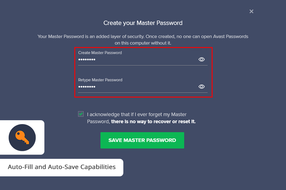 avast password basic features
