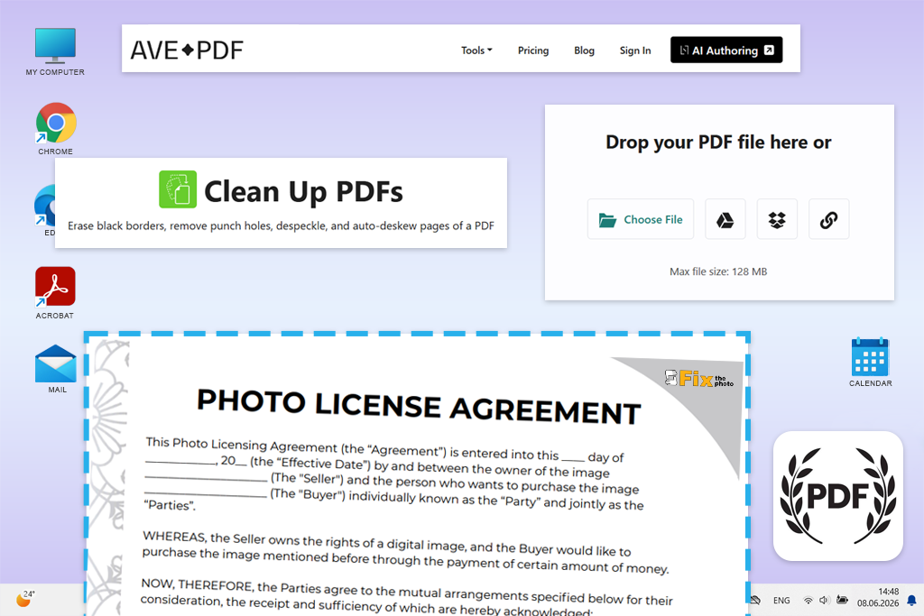 avepdf tool to deskew pdf online